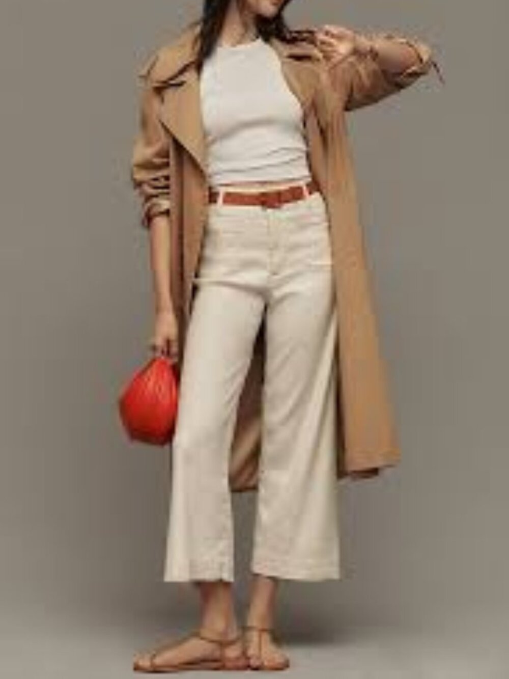 Anthropologie Colette European Stretch Wide Leg Pants Off White Size 28